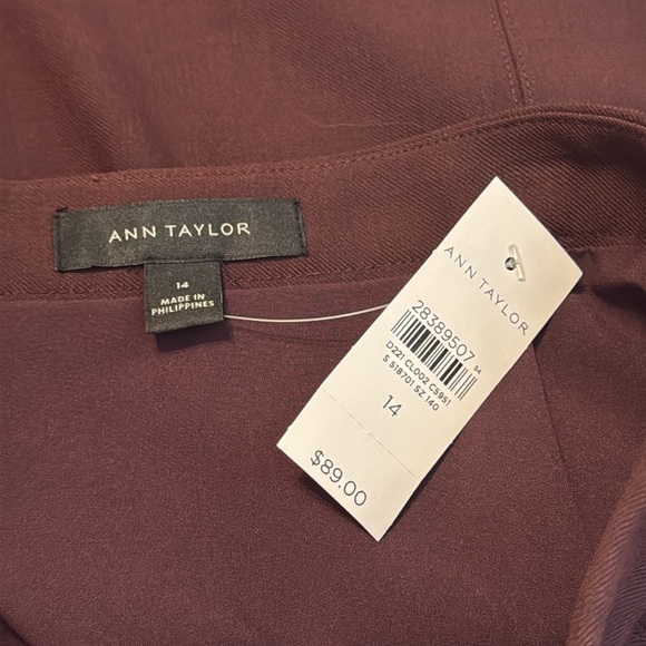 NWT Ann Taylor The Suiting Collection Burgundy Wine Lined Pencil Skirt Size 14 - Picture 11 of 12